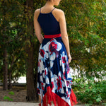 Blue-red floral maxidress