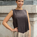 Brown fringy top