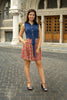 Jeans dress with flower pattern