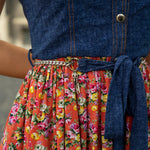 Jeans dress with flower pattern