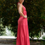 Salmon pink maxi dress