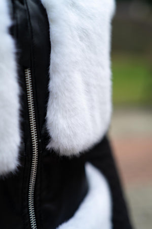 White fake fur vest